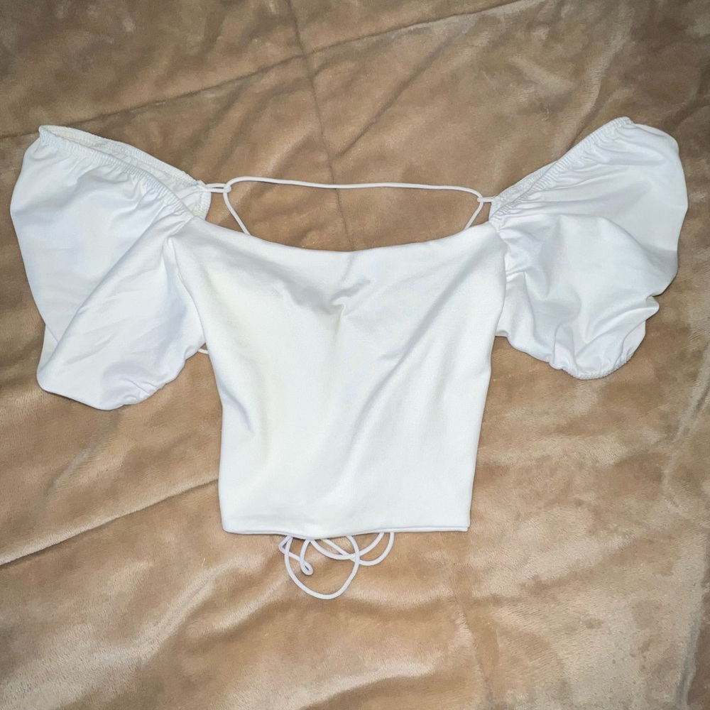 White open back crop top